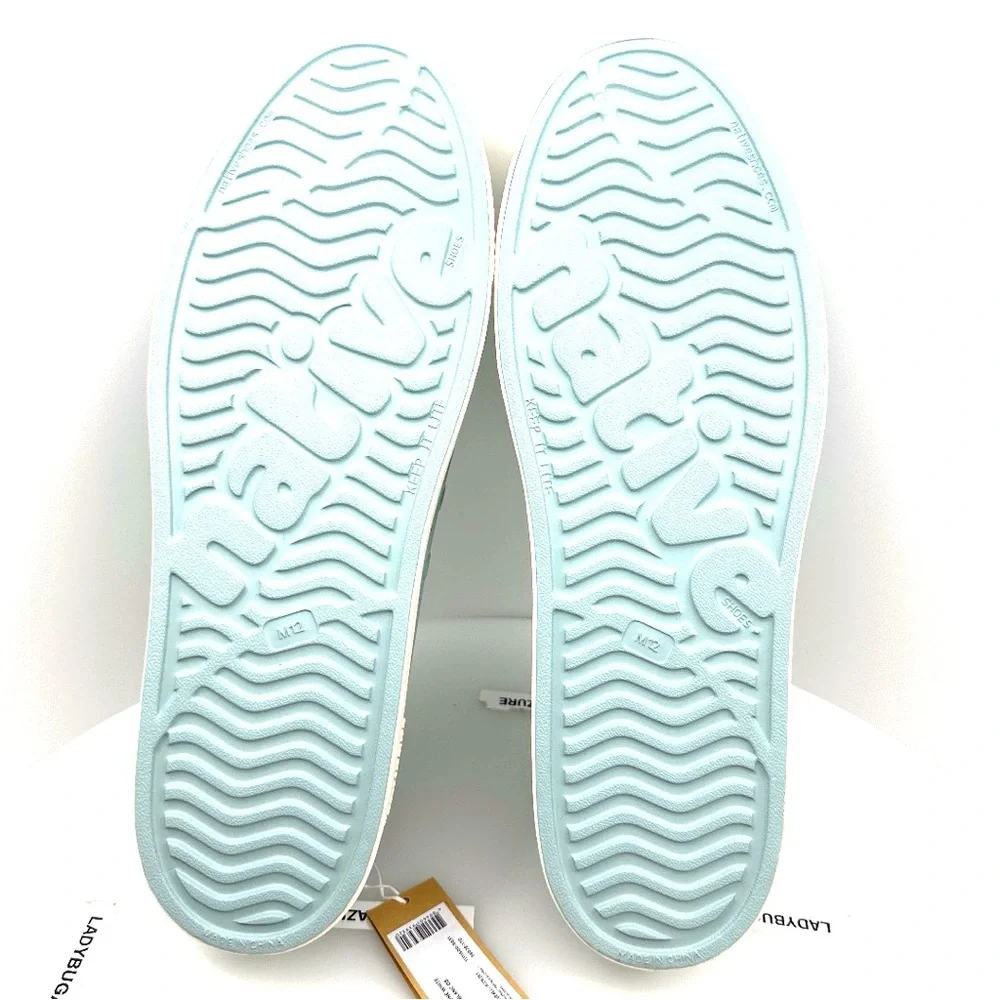 Native Shoes Light Blue Slip-On Loafers with Cream Toe Caps NIB